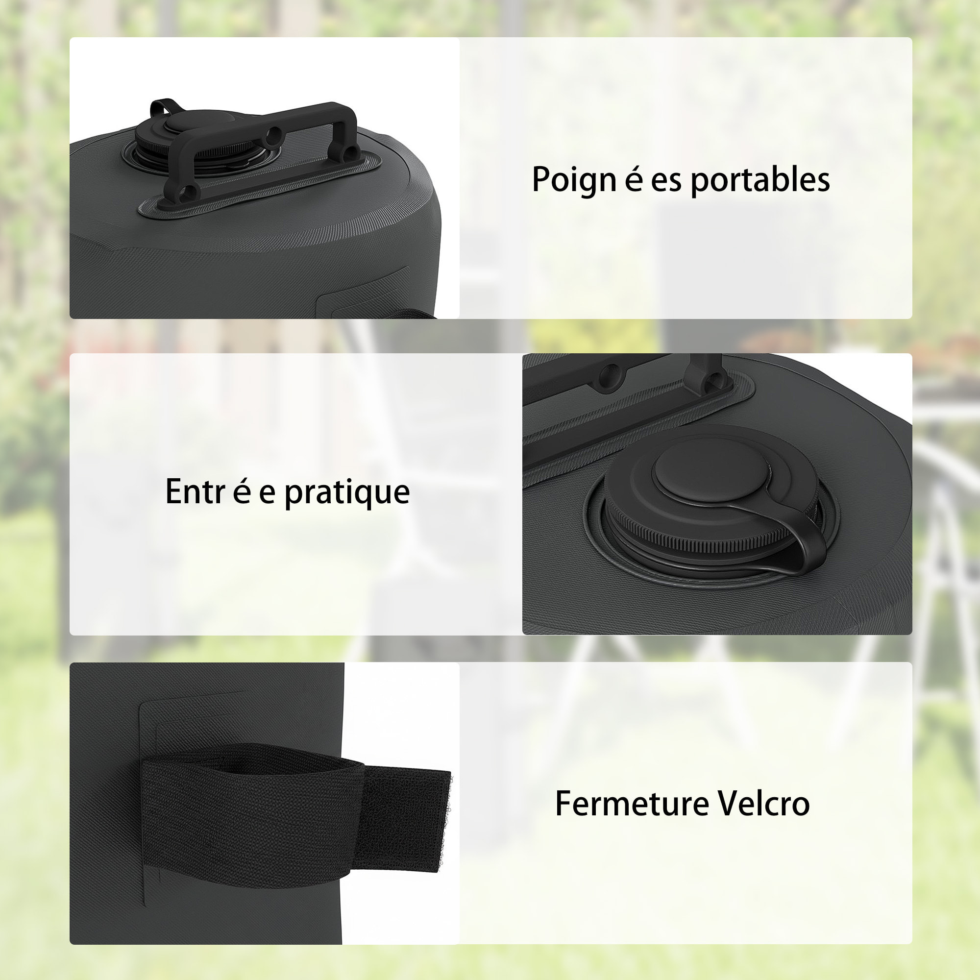 Lot de 4 sacs de lestage pliable tonnelle barnum PVC haute densité noir