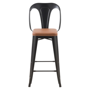 Lot de 2 chaises pour îlot central 68 cm noires et marron - Charly