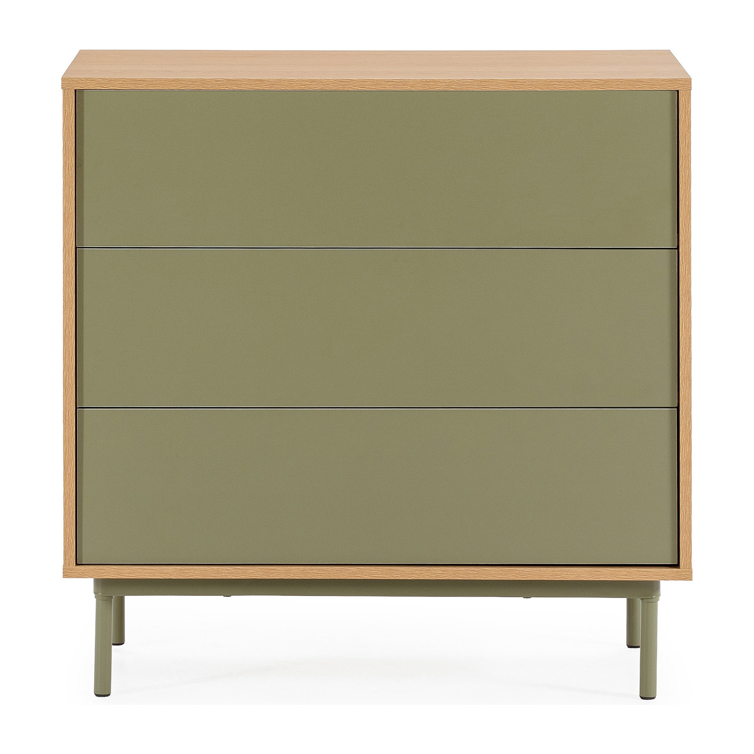 Cómoda de noche Cuzco 3 cajones color Roble/Verde