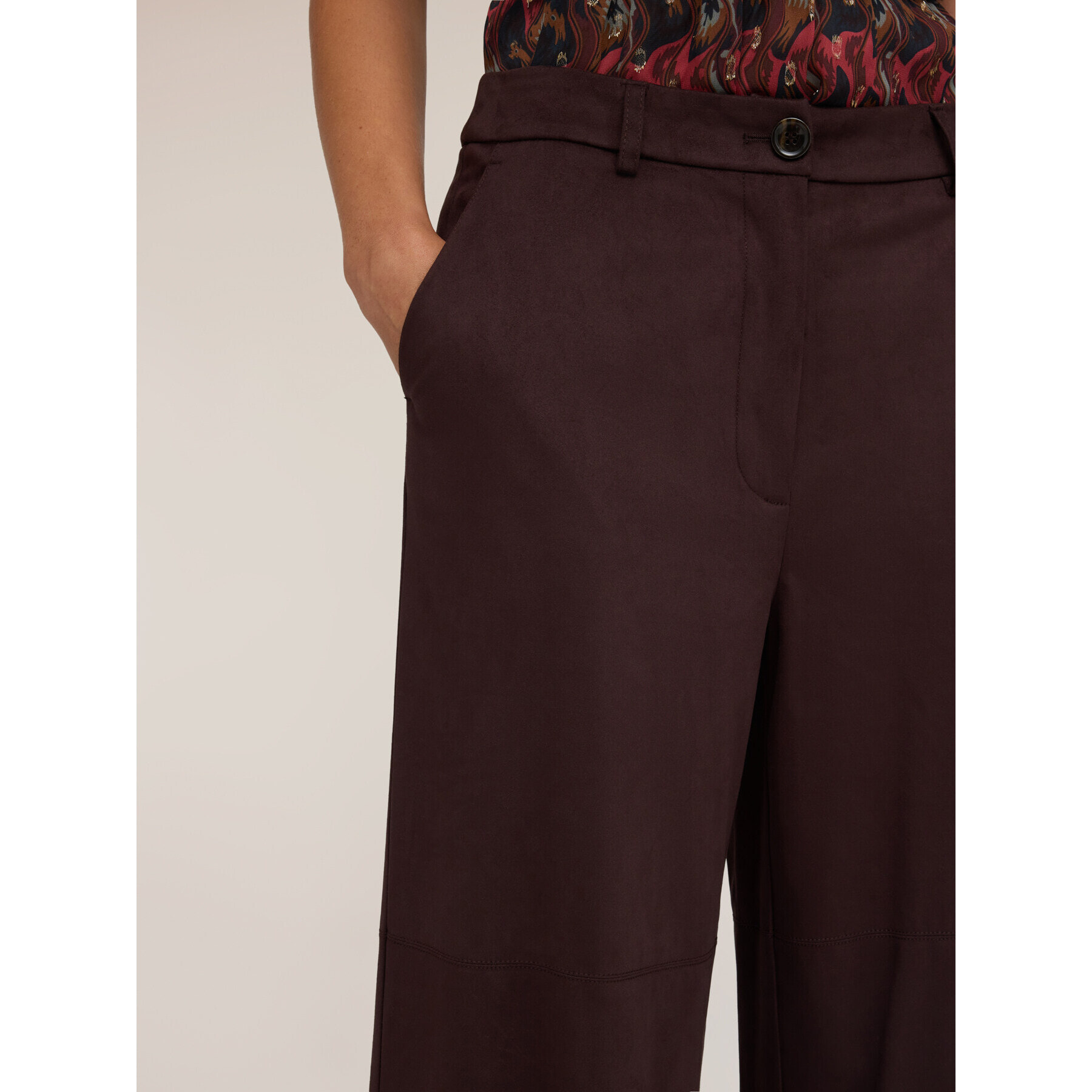 Motivi - Pantaloni palazzo a vita alta - Marrone
