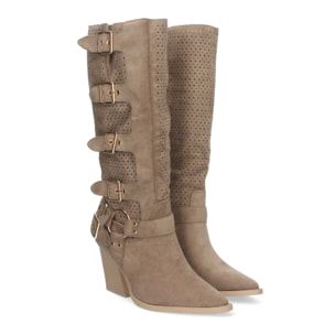 Botines de Mujer con Tacón Bajo y Adornos de Hebillas