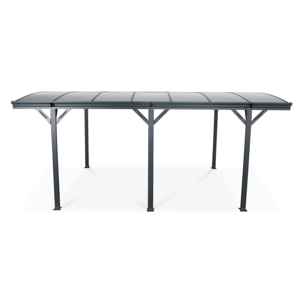 Carport de 15m² en aluminium anthracite et polycarbonate - Le Mans 5x3m - abri de voiture 500 x 300 x 220 cm