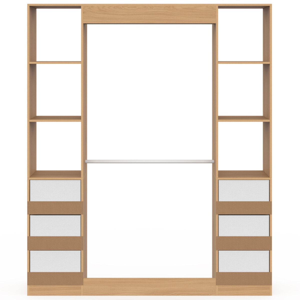 Dressing Uma double colonne 6 tiroirs bois et blanc
