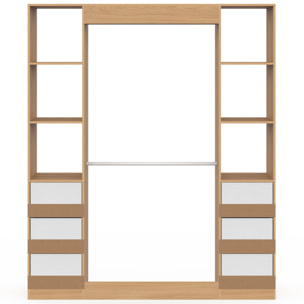 Dressing Uma double colonne 6 tiroirs bois et blanc