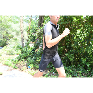 CAMISETA DE COMPRESIÓN RUNNING PARA HOMBRE DE MANGA CORTA BLUEBALL EN NEGRO Y GRIS