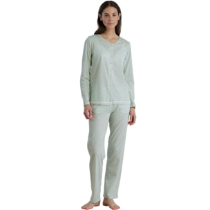 Pigiama donna in cotone con top manica lunga e pantalone lungo senza polsini articolo cherry bloom Noidinotte