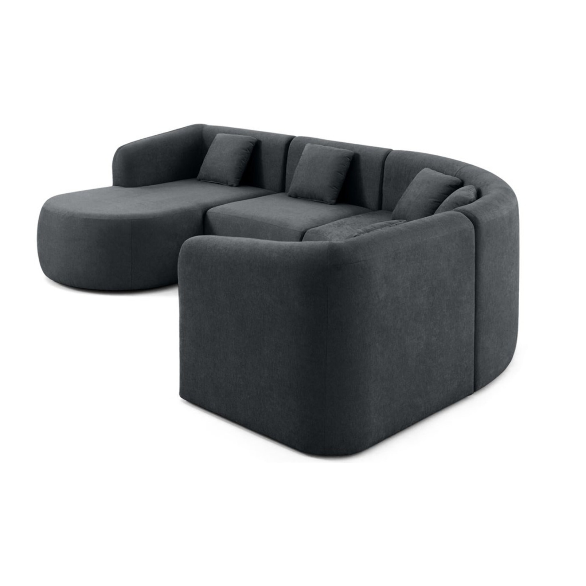 Ikare - canapé modulable d'angle gauche - 5 places - avec méridienne - en tissu - Gris