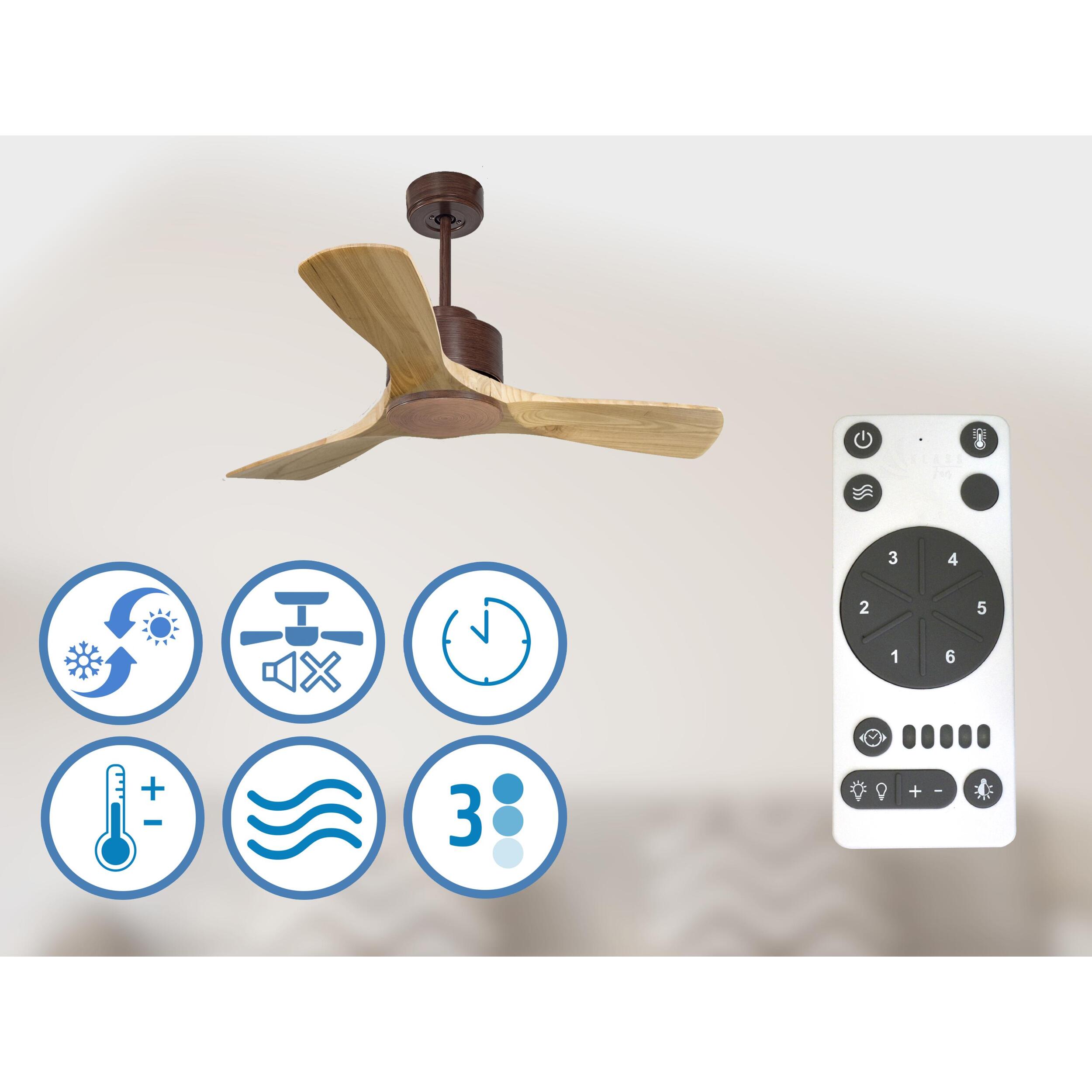 Ventilateur de plafond ø106 cm avec Wifi Réversible Hypersilence 40   W brun
