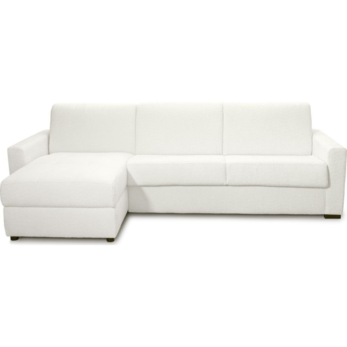 Canapé d'angle convertible express 5 places en tissu bouclette - PALOMA