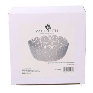 Cestina in metallo cavalluccio bianco tondo cm ø20h7