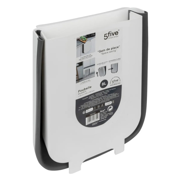 Poubelle rétractable 8L noir et blanc
