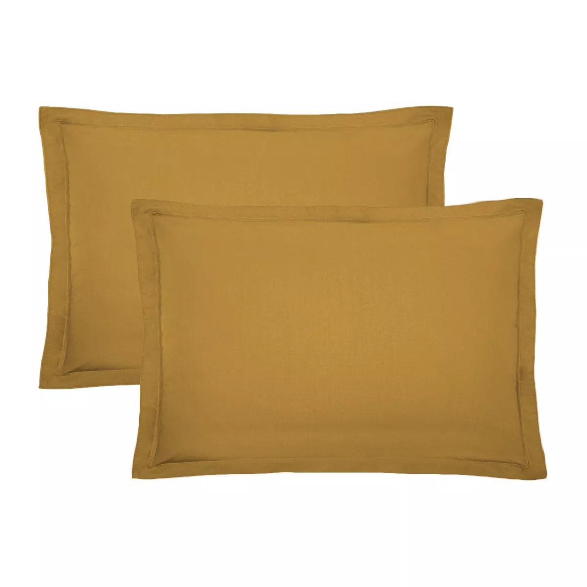 Lot de 2 taies percale de coton uni jaune La percale francaise safran