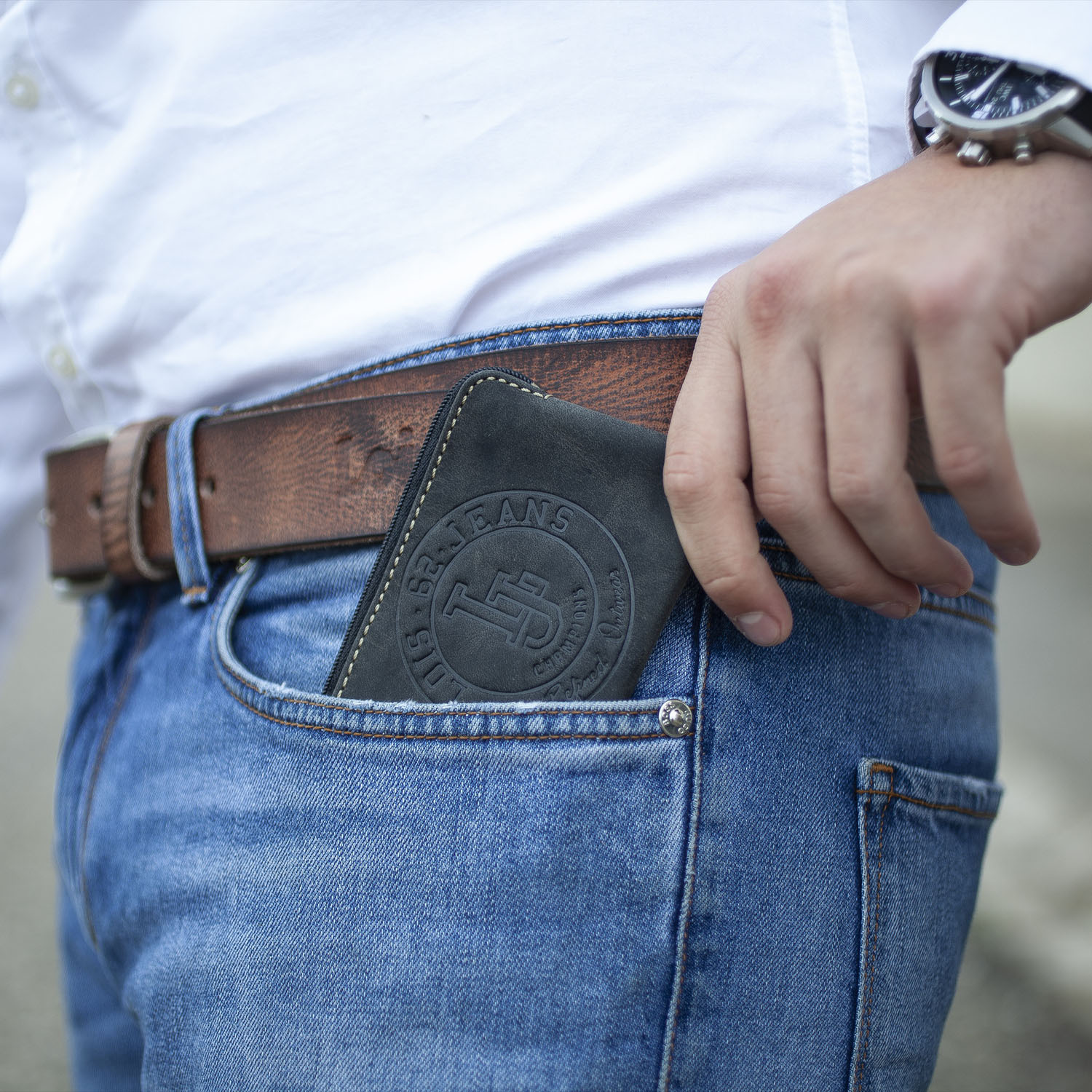 Monedero Piel Hombre Lois Brock Negro