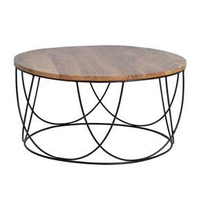 Mesa de centro - metal y madera - 41x80x80cm