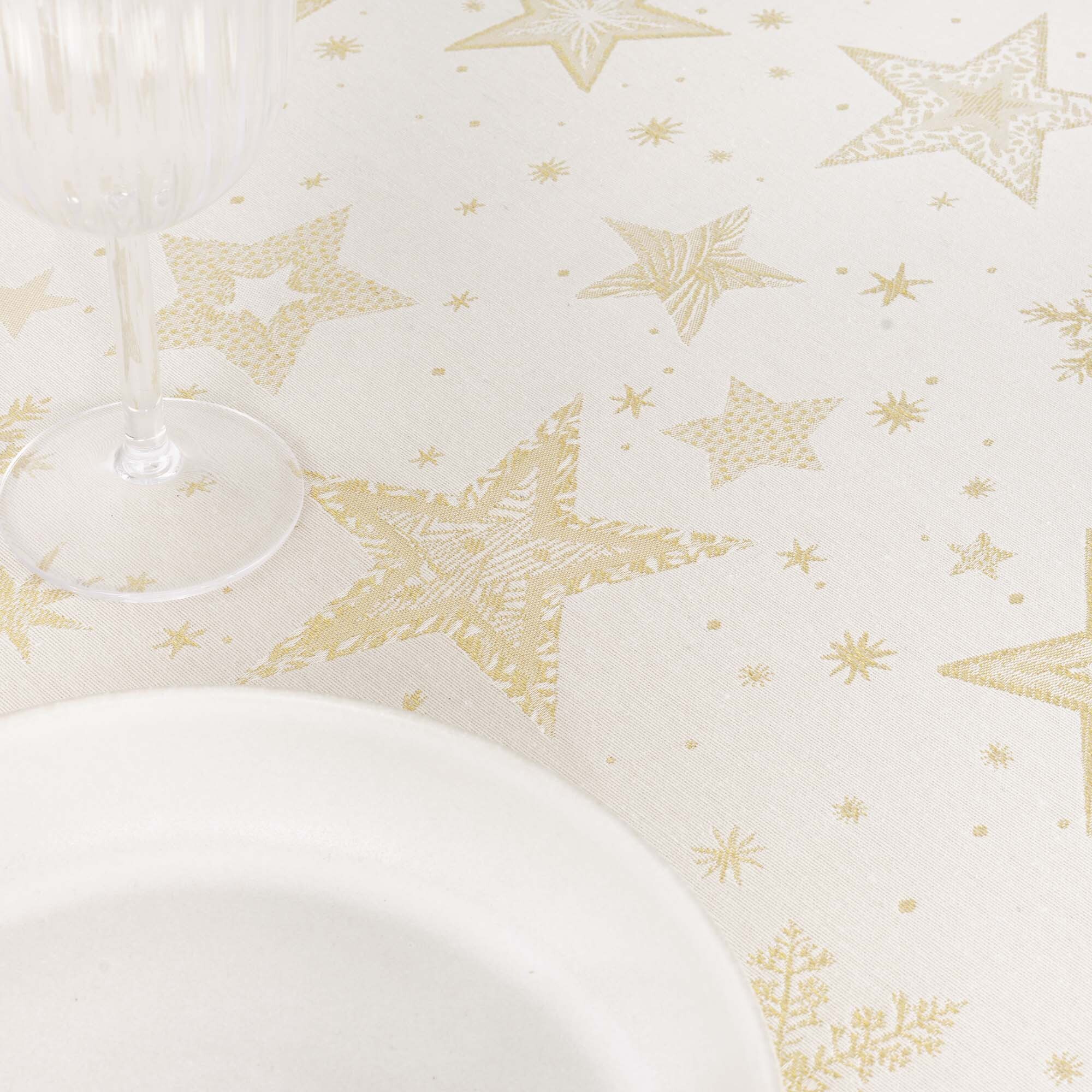 Nappe Anti-tâches Toucher du Tissu Jacquard 31114A Natural Oro Lurex