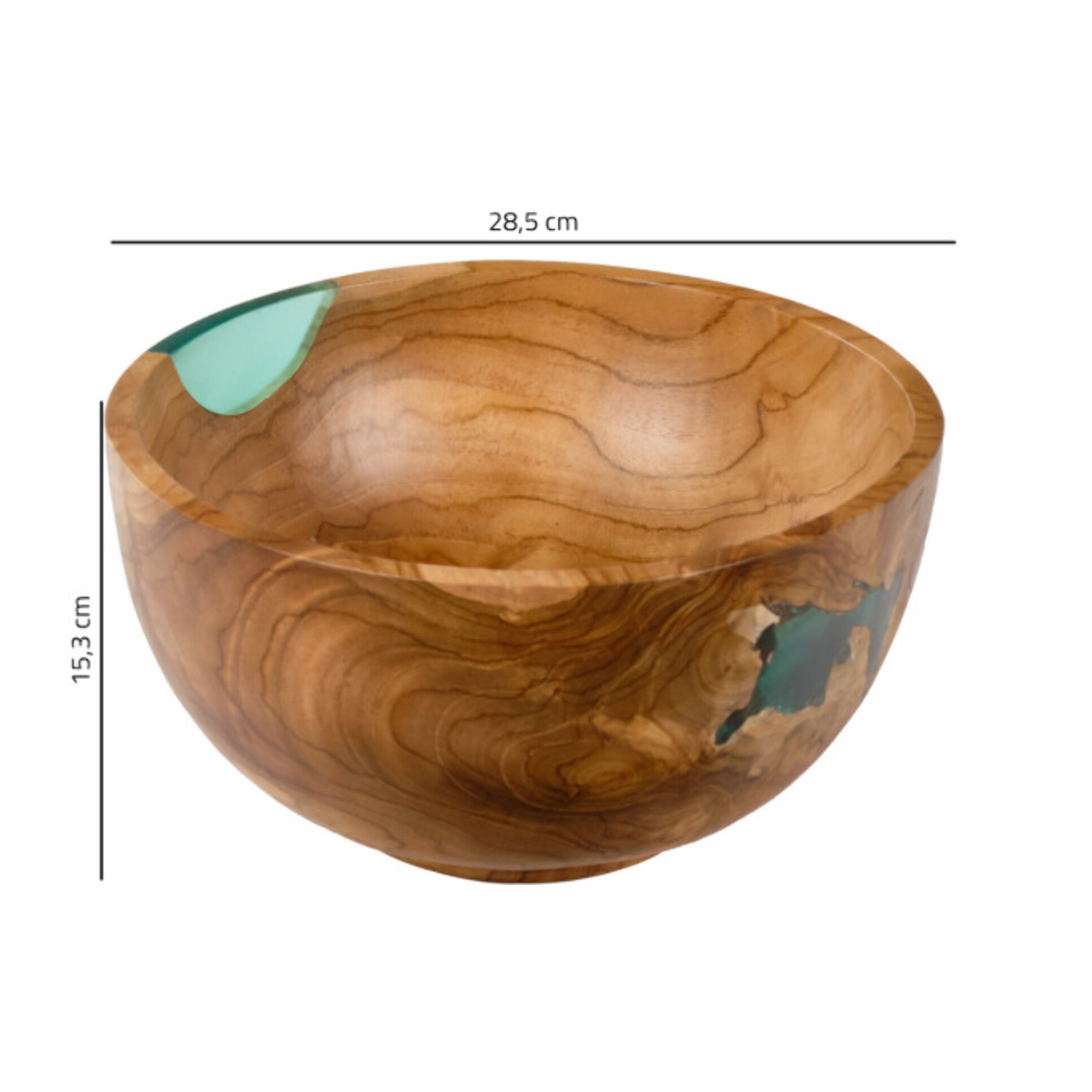 Saladier rond 28 cm en bois massif de teck et résine bleu - MERLIN