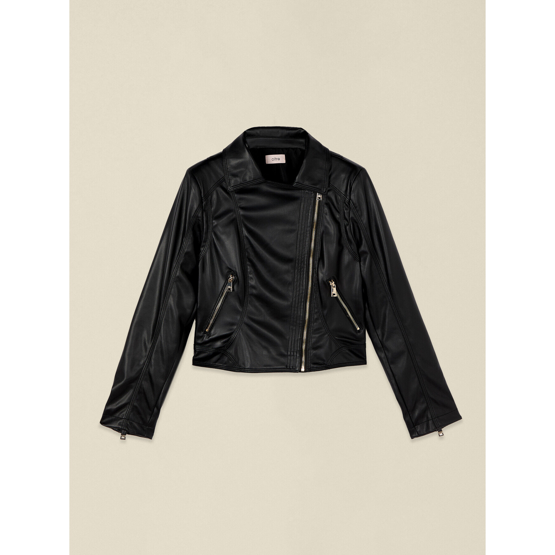 Oltre - Chaqueta de cuero cropped - Negro