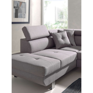 Lisbona - Canapé d'angle gauche convertible - 5 places - avec têtières - Gris clair