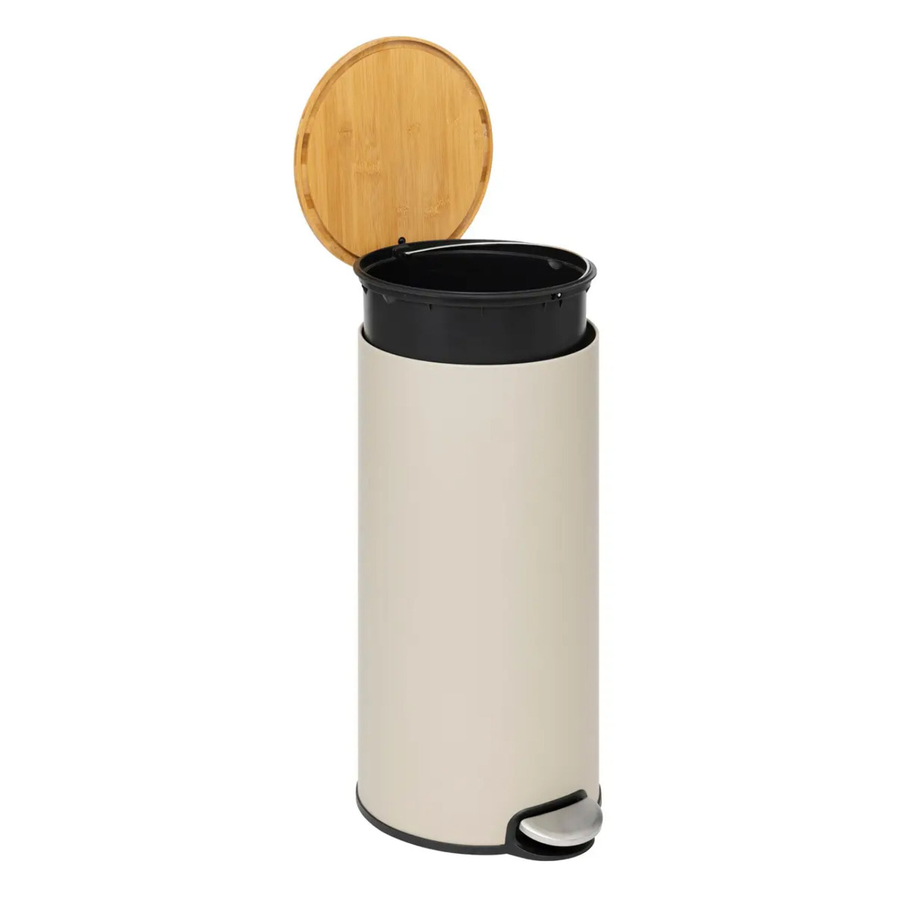 Poubelle couvercle bambou 30L "Modern color" beige