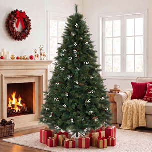 HOMCOM Árbol de Navidad 220 cm, Árbol de Navidad Artificial con 1116 Ramas y Base Metálica Plegable, Frondoso, Montaje Rápido, Sistema con Bisagras, Decoración Navideña para Salón, Interior, Verde