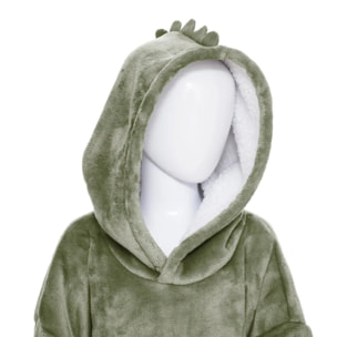 Plaid sweatshirt capuche "Dinosaure" - vert kaki