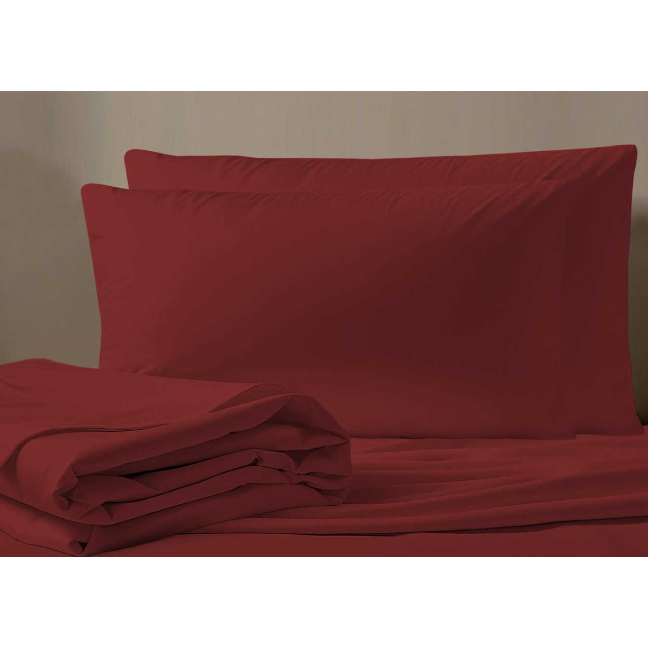 Completo Lenzuola No Stiro In Tinta Unita Con Angolo H.27 cm Colore Bordeaux