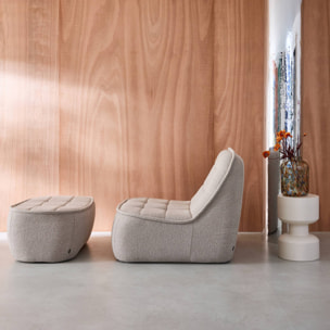 Chauffeuse bouclette texturée 1 place + repose pieds beige L 93 x P 104 x H 85cm - Boni