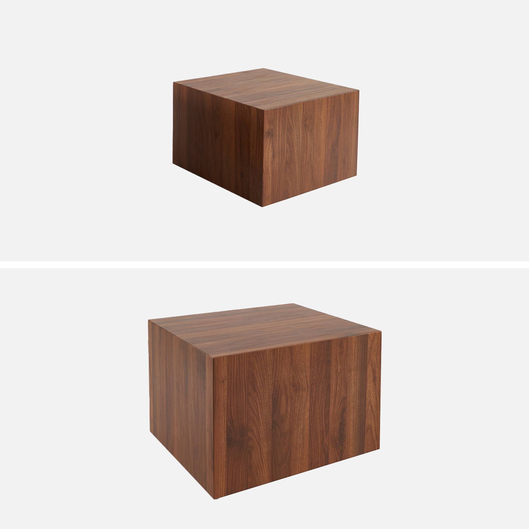 Lot de 2 tables basses rondes effet noyer. Ø58 x H 40cm / Ø50 x H 33cm SYLVA