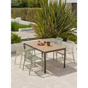 BOSTON - Ensemble repas de jardin 4 places en aluminium gris anthracite