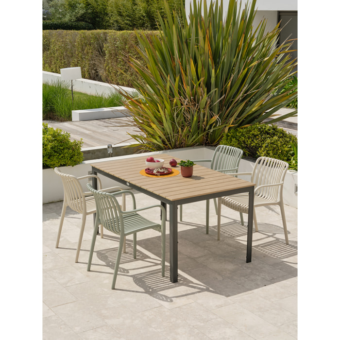BOSTON - Ensemble repas de jardin 4 places en aluminium gris anthracite