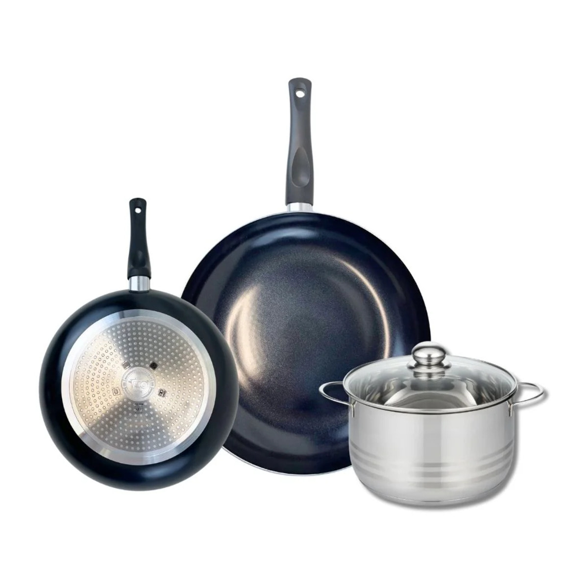 Ensemble de 2 Poêles de cuisson 24 et 32 cm et 1 faitout 20 cm Elo Prima Brillant