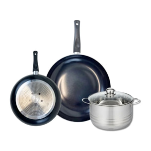 Ensemble de 2 Poêles de cuisson 24 et 32 cm et 1 faitout 20 cm Elo Prima Brillant