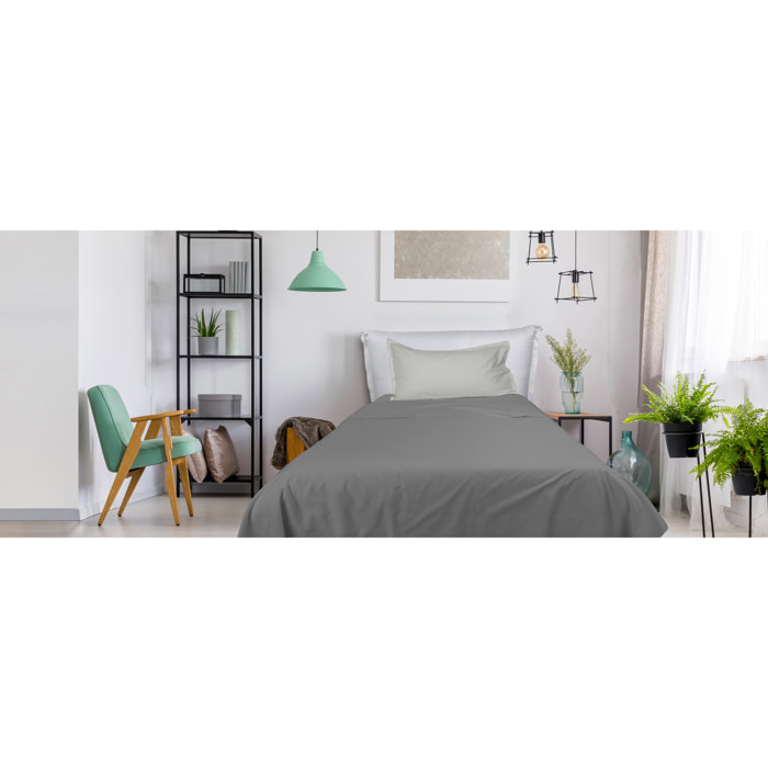 UNO CASA DESIGN Completo Letto Bice 25 Bicolor in Puro Cotone_Una piazza e mezza_grigio-chiaro