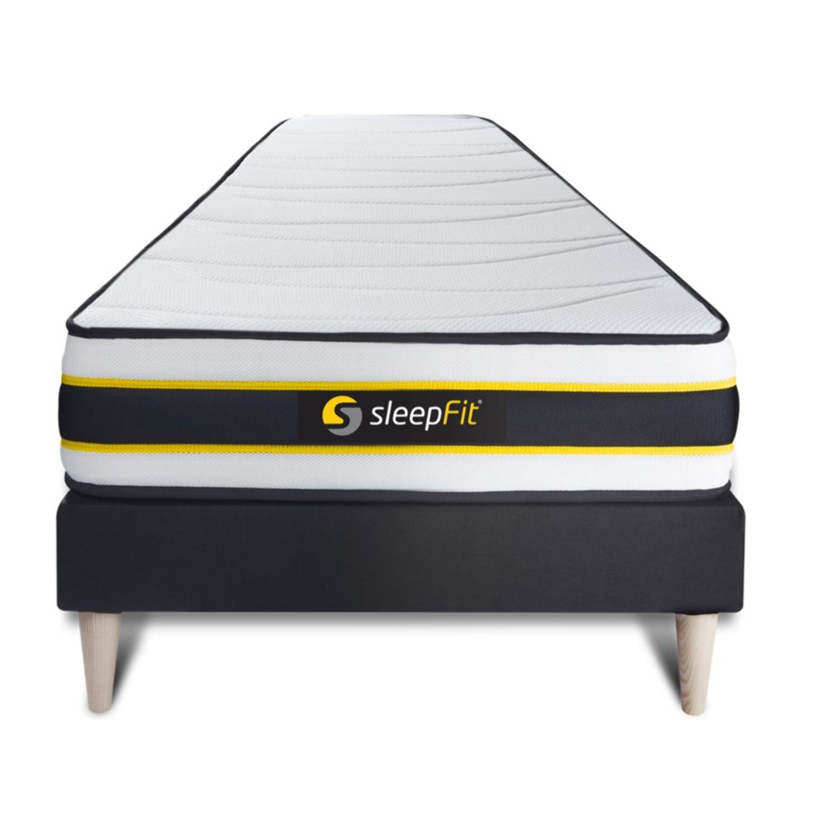 Ensemble Matelas Sommier 90x200 cm - Sommier Noir (en kit) - Flexy