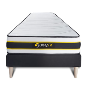 Ensemble Matelas Sommier 90x200 cm - Sommier Noir (en kit) - Flexy