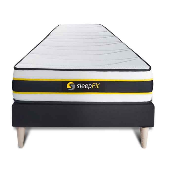 Ensemble Matelas Sommier 90x200 cm - Sommier Noir (en kit) - Flexy