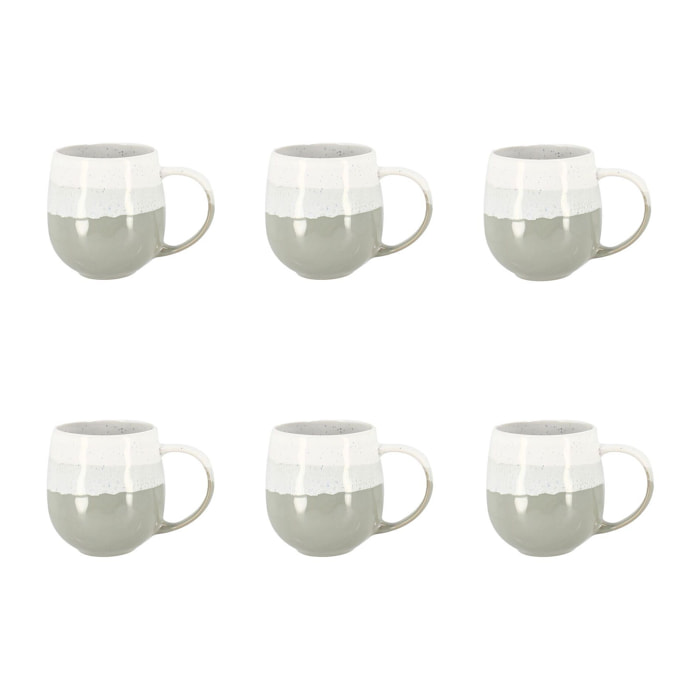 Lot de 6 mugs vert amande en grès 44cl RIGA