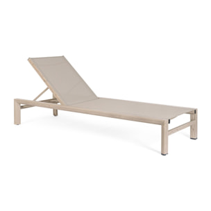 Lettino da giardino SKIPPER NEW con ruote, struttura in alluminio effetto legno chiaro e textilene