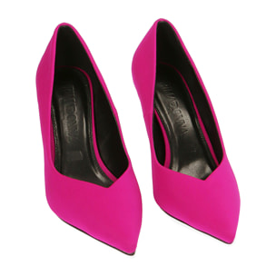 Zapato de tacón fucsias en lycra, tacón 8,5 cm