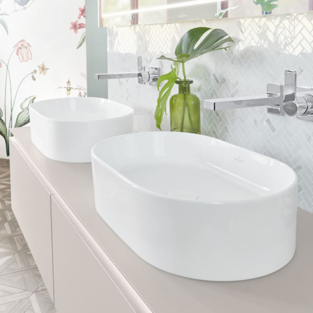 Vasque a poser ovale Collaro Stone White CeramicPlus