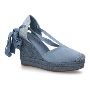 Alpargata de cuña alta de esparto con cintas