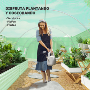 Invernadero de Exterior 6x3x2 m, Invernadero de Túnel con Puerta Enrollable, 8 Ventanas de Malla, Cubierta PE 140g/m² y Marco de Acero Galvanizado, Anti-UV, Impermeable, para Cultivos, Verde