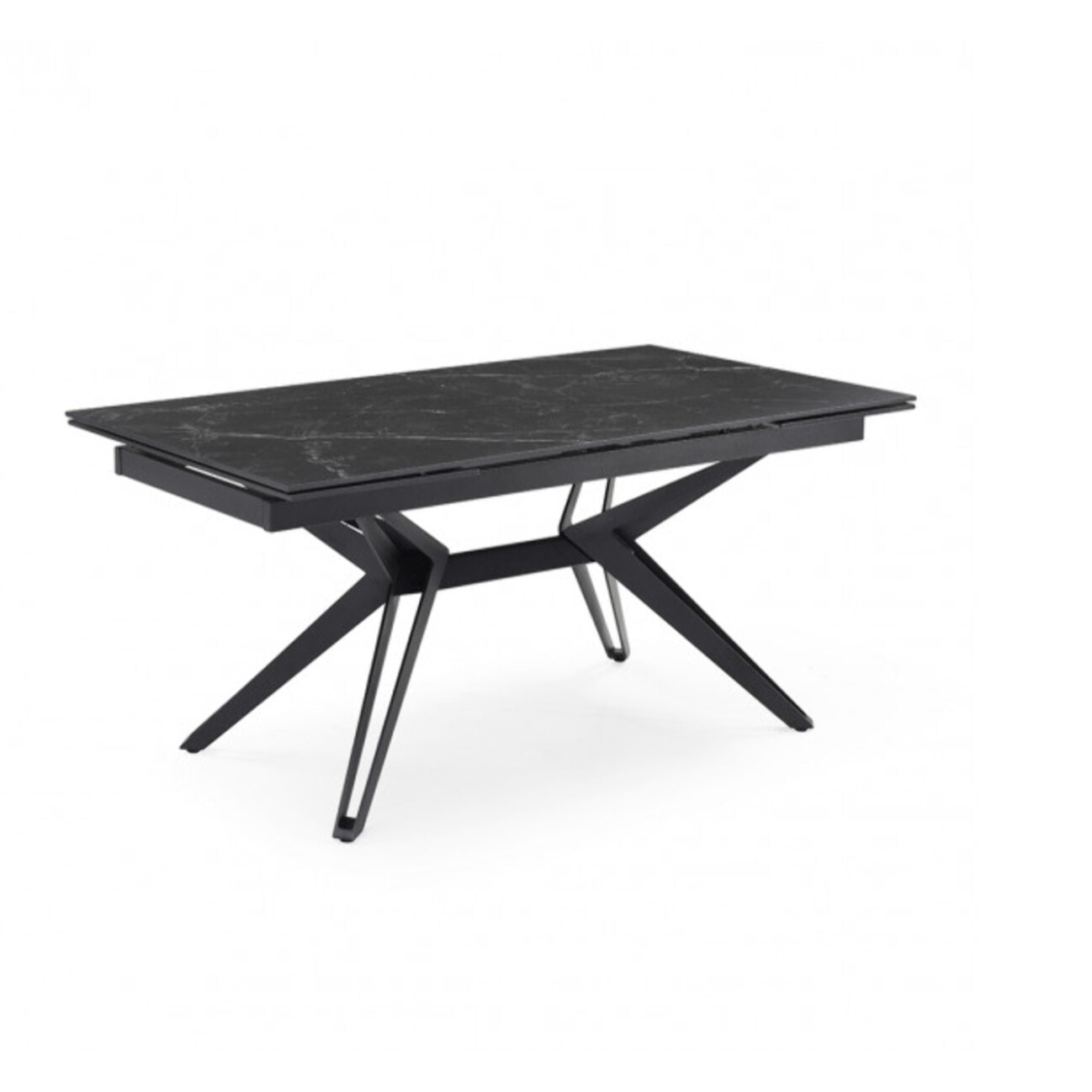 Table extensible en céramique marbré noir L160/240cm - 9 piètements - UNIK
