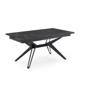 Table extensible en céramique marbré noir L160/240cm - 9 piètements - UNIK