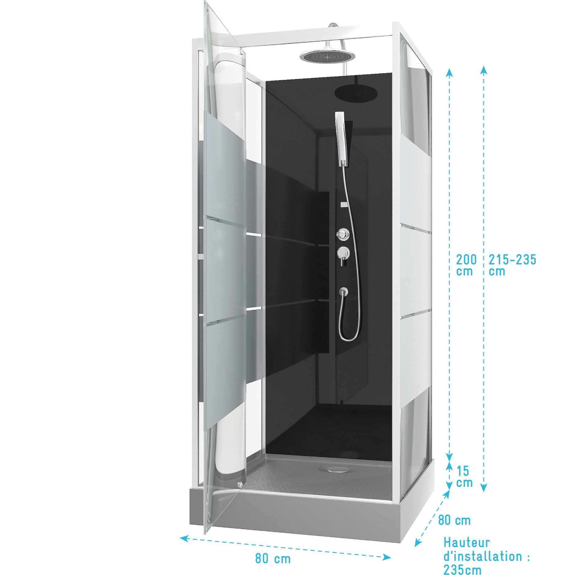 Cabine de douche carrée 80x80x220cm - SCRATCHY 80