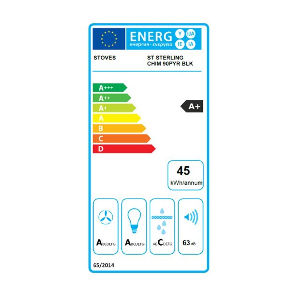 Hotte décorative murale STOVES HOTPYR90NOIR