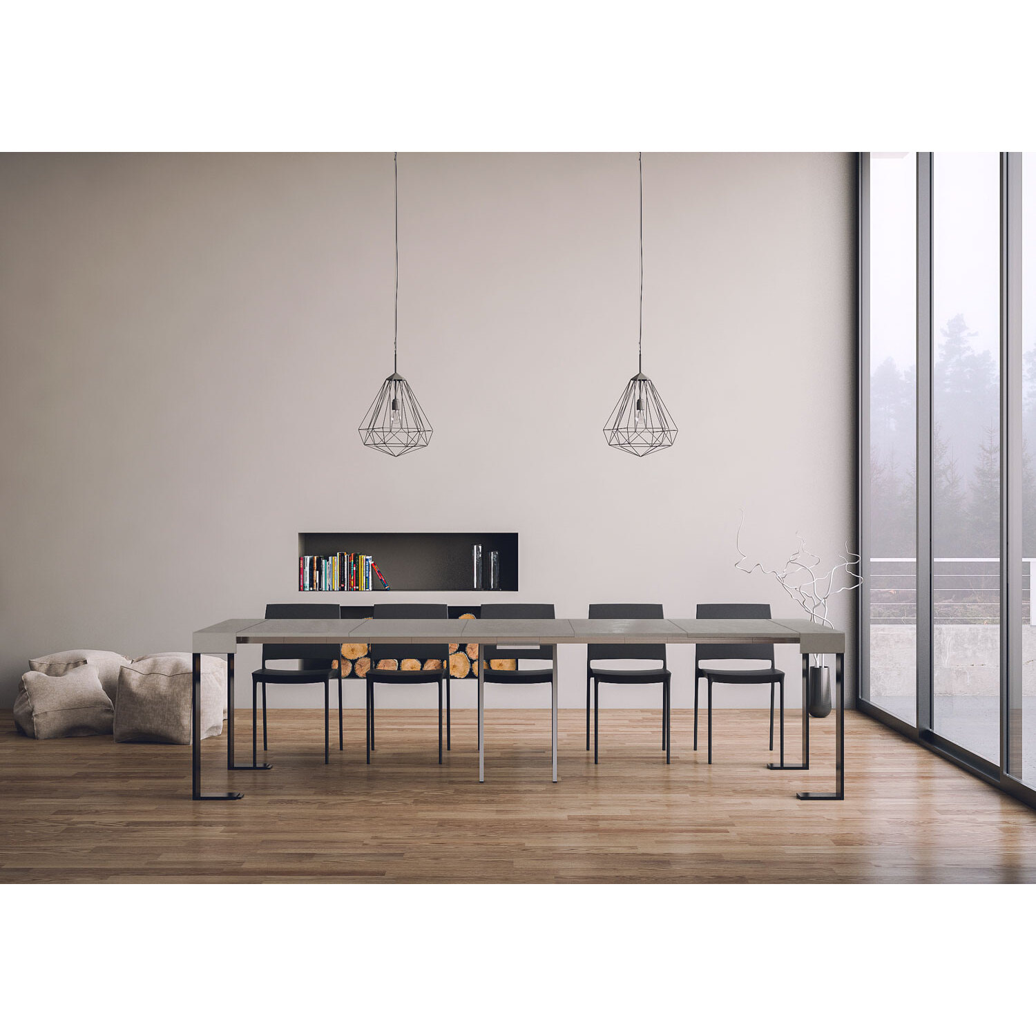 Consolle allungabile 90x40/300 cm Tecno Cashmere telaio Antracite