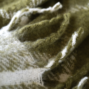 Plaid à carreaux aspect mohair avec franges - Vert
