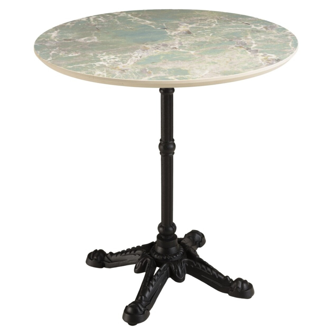 ICARE - Ensemble n°2: table bistrot D70cm en céramique marbré vert