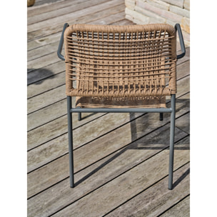 MARCEAU - Fauteuil de jardin empilable en corde et acier